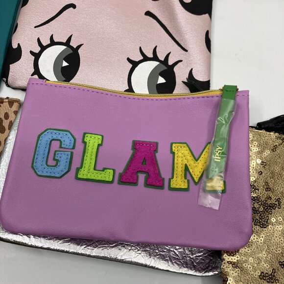 Lot Of 18 Ipsy Glam Bags Pink Black Glitter Sparkle Betty Boop Halloween Bats - Picture 5 of 7